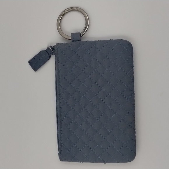 Vera Bradley Gray quilted floral zip top ID case - Picture 2 of 5